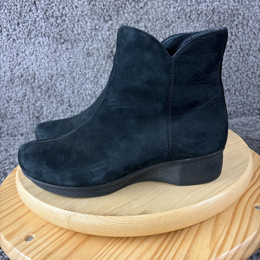 Dansko Liza Boots Womens 39 US 9 Nubuck Leather Black Zip Up Bootie